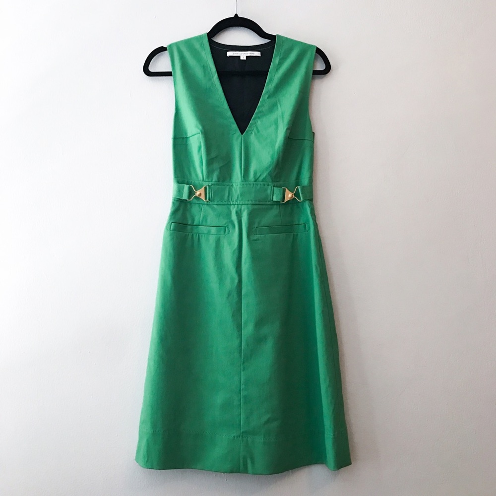 DVF classy green dress, size 2
